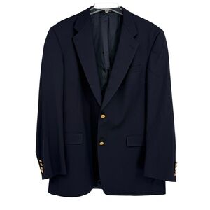 Hart Schaffner Marx Size 43L Wool Blazer Sport Coat Suit Jacket Blue Gold Button